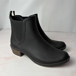 Lucky Brand Basel H2O Black Rubber Chelsea Rain Boots Womens 9M LK-BASELH20